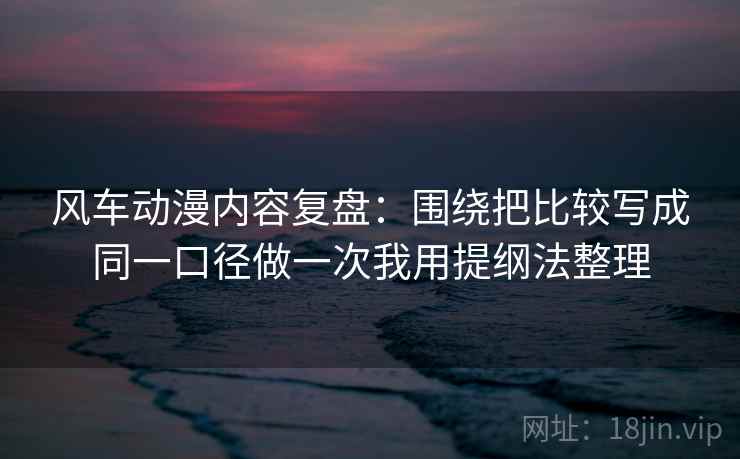 风车动漫内容复盘：围绕把比较写成同一口径做一次我用提纲法整理